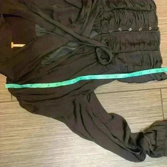 Free People Black Long Bell Sleeves V-Neck Meet Me There Button Down Blouse Sz S - Picture 11 of 14